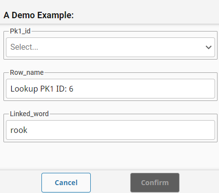 The Add/Edit form with a header that says &quot;A Demo Example:&quot;
